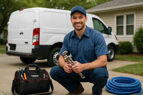 A male plumber smiling and posing to the camera from Houston Plumbing Repair in Houston, TX - Faucet Installation Services