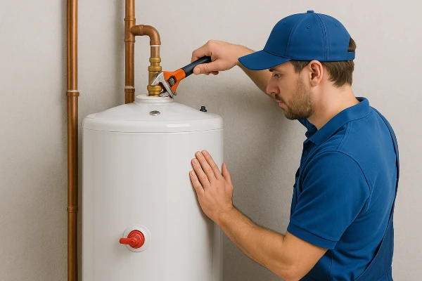 a male plumber installing a garbage disposal from Houston Plumbing Repair in Houston, TX - Residential plumbing services